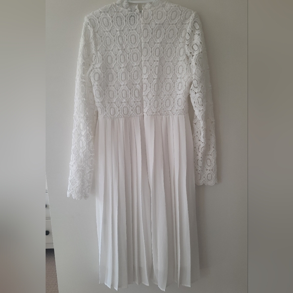 White Lace Top Pleated Midi Dress - Woman - Picture 5 of 5